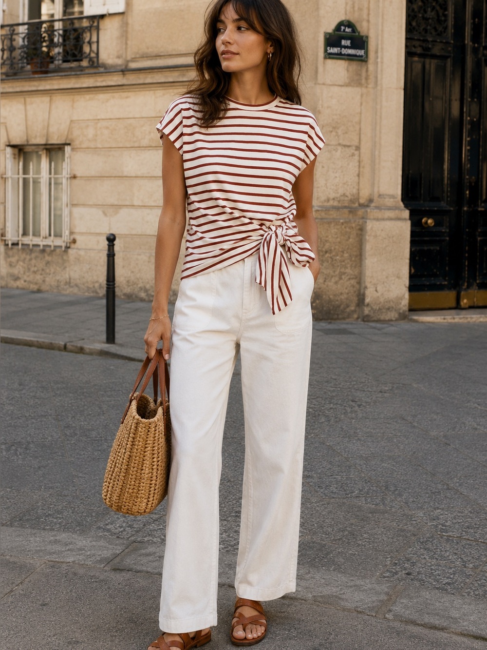 A Piece Apart Nina Cinched Top XS Organic Cotton Red Stripe Tie Waist $185 NWT